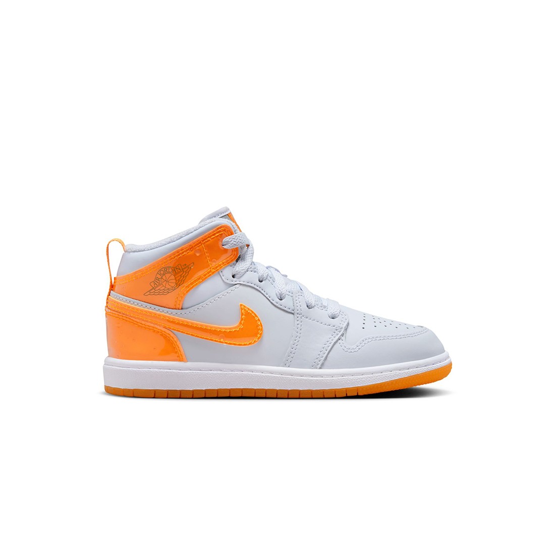 jordan nike Little Kids 1 MID SE (PS) (football grey / orange peel-pine green)