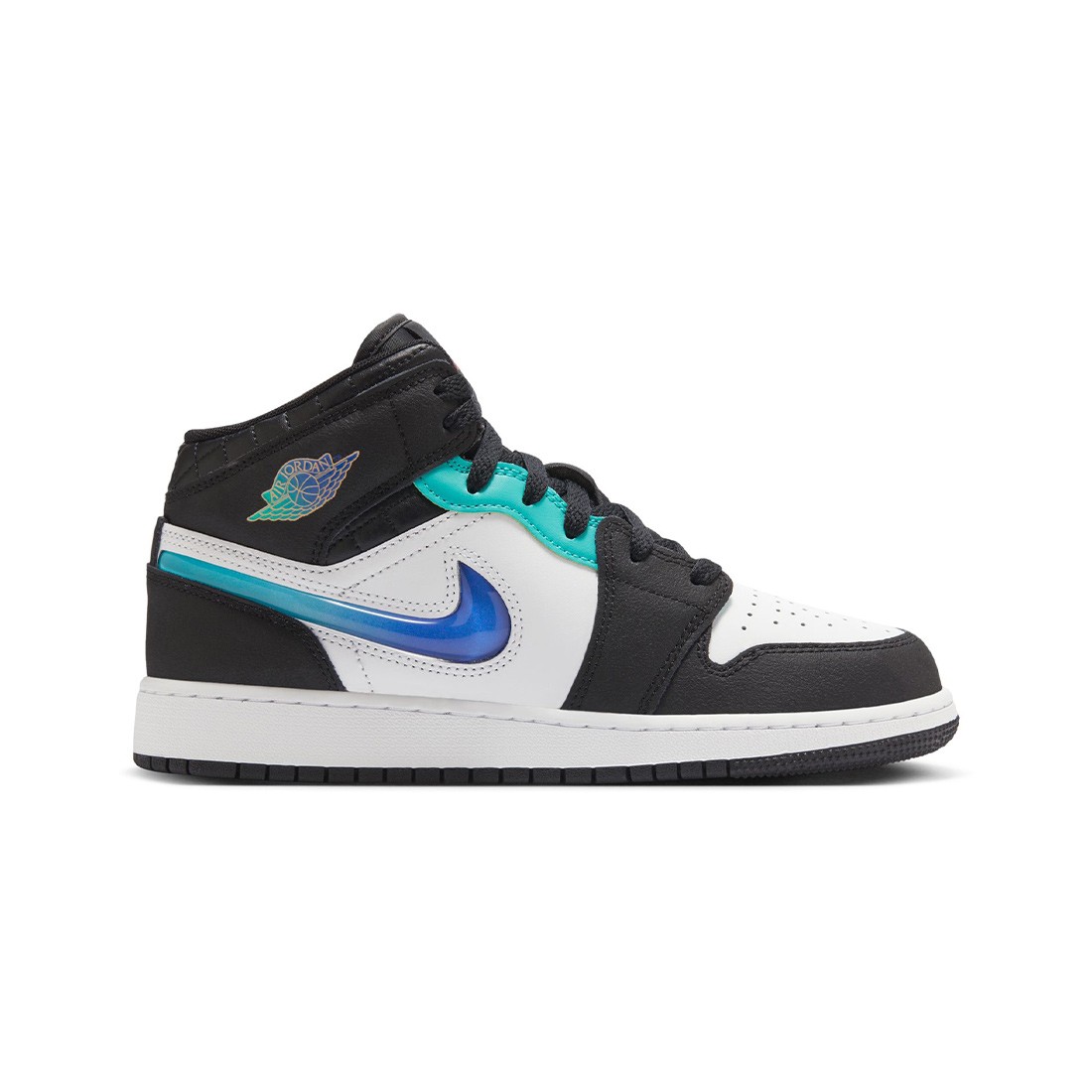 AIR rings jordan 1 MID SE Big Kids (GS) (black / siren red-white-hyper jade)