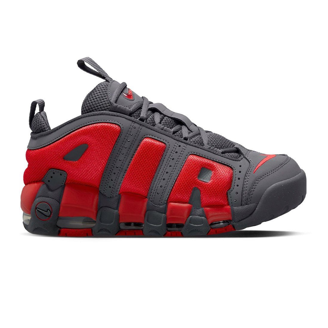 Nike Men Air More Uptempo Low (dark grey / lt crimson-metallic silver)