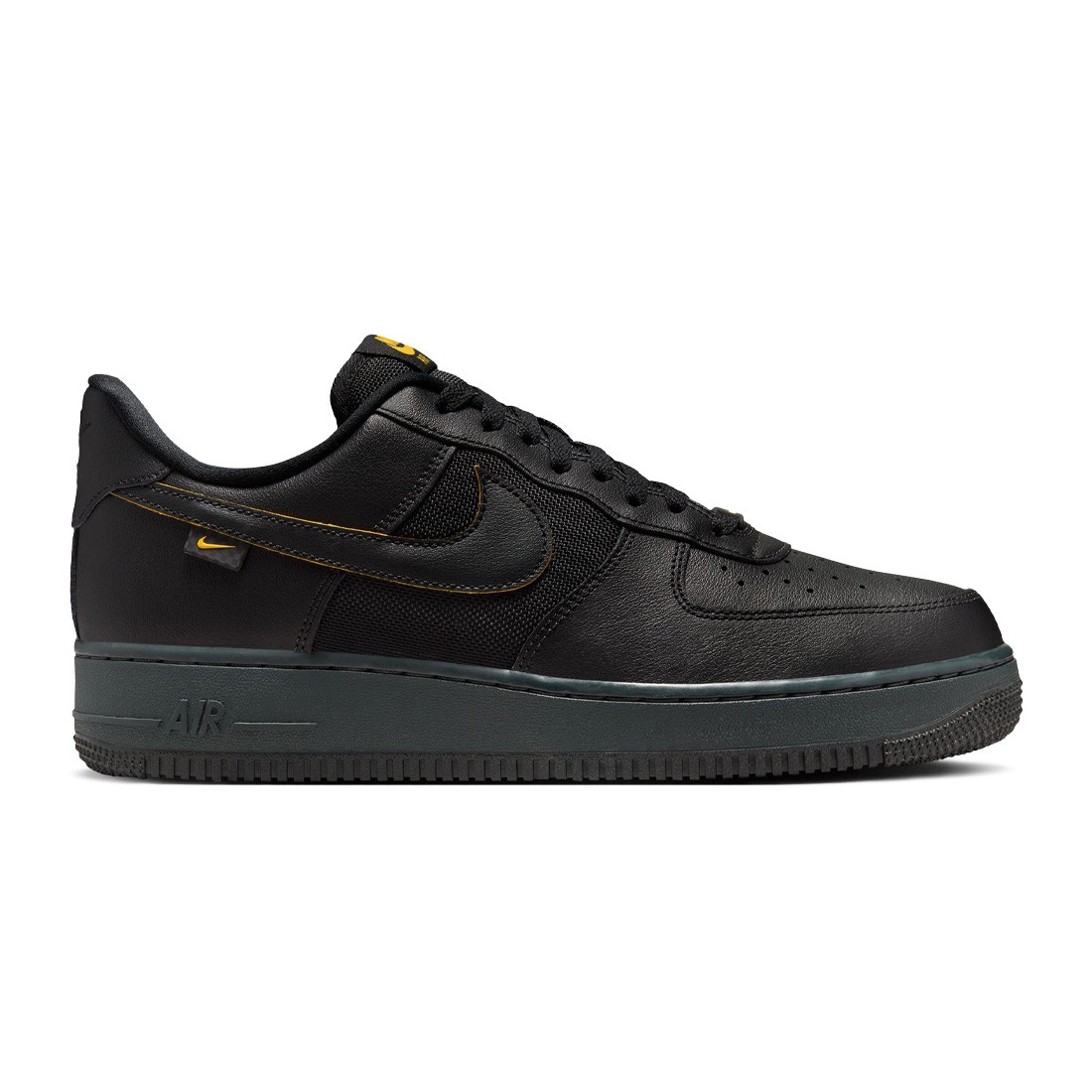 nike men air force 1 '07 black university gold dk smoke grey