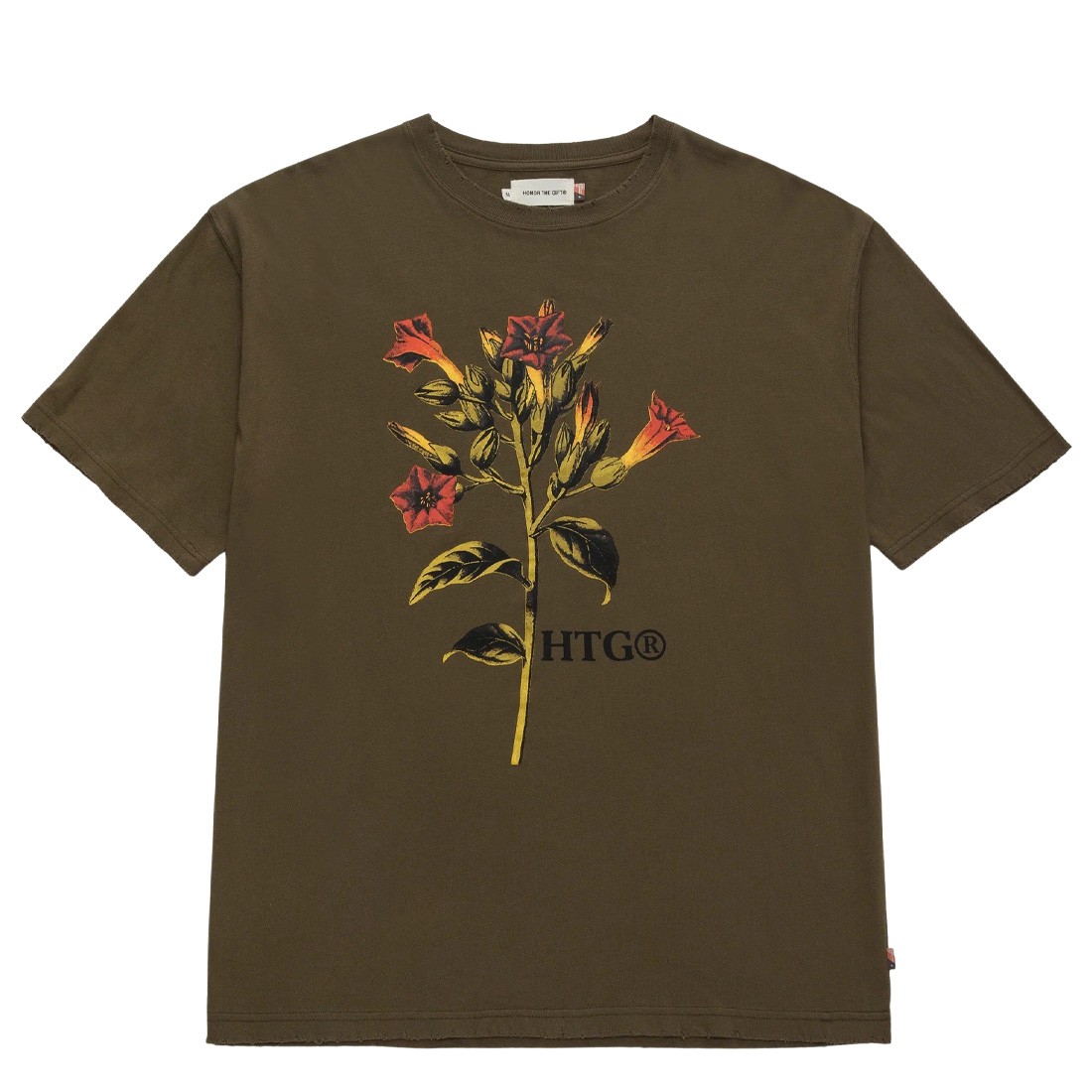 Honor The Gift Men Tobacco Flower Short Sleeve Tee (olive)