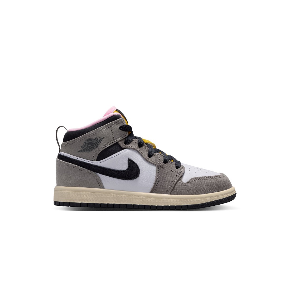 Jordan Little Kids 1 Mid SE (white / oil grey-cave stone-dark sulfur)