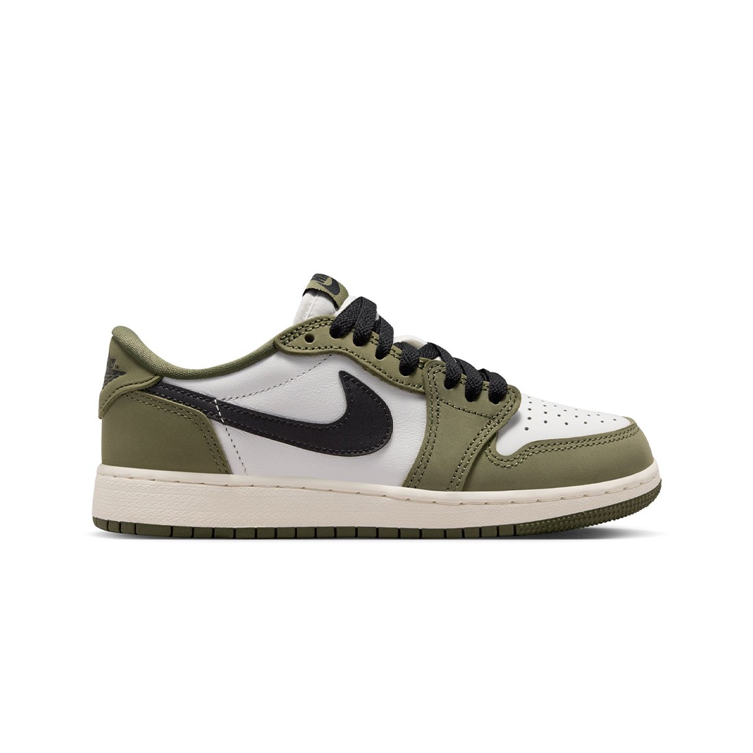 Air Jordan 1 Retro Low Big Kids (medium olive / black-summit white-sail)
