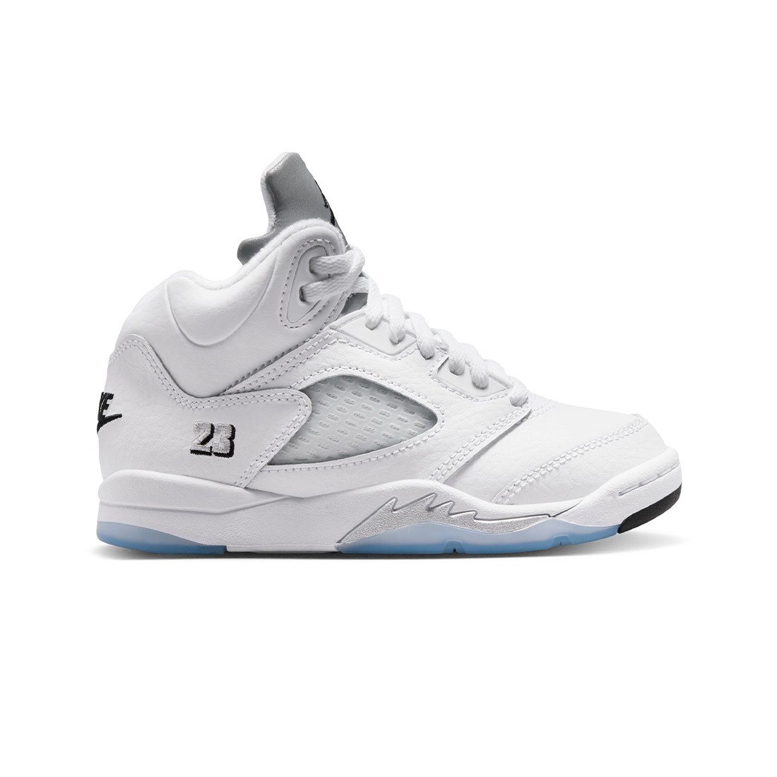 Jordan Little Kids 5 Retro (white / black-metallic silver)