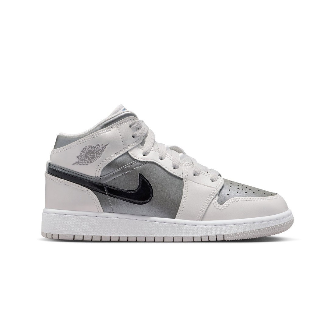 Air Jordan 1 Mid SE Big Kids (photon dust / blue chill-flat pewter-black)
