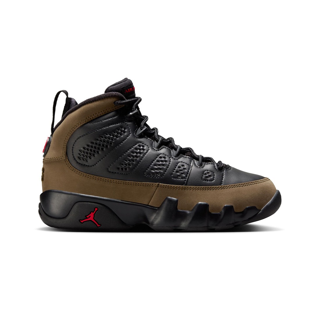 AIR JORDAN 9 RETRO Big Kids (GS) (black / true red-light olive)