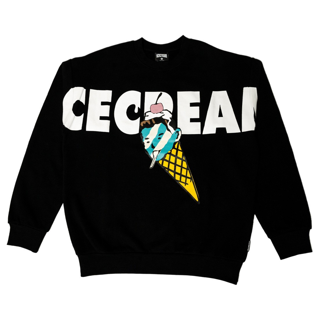 Ice Cream Men Cone Head Crew Sweater black