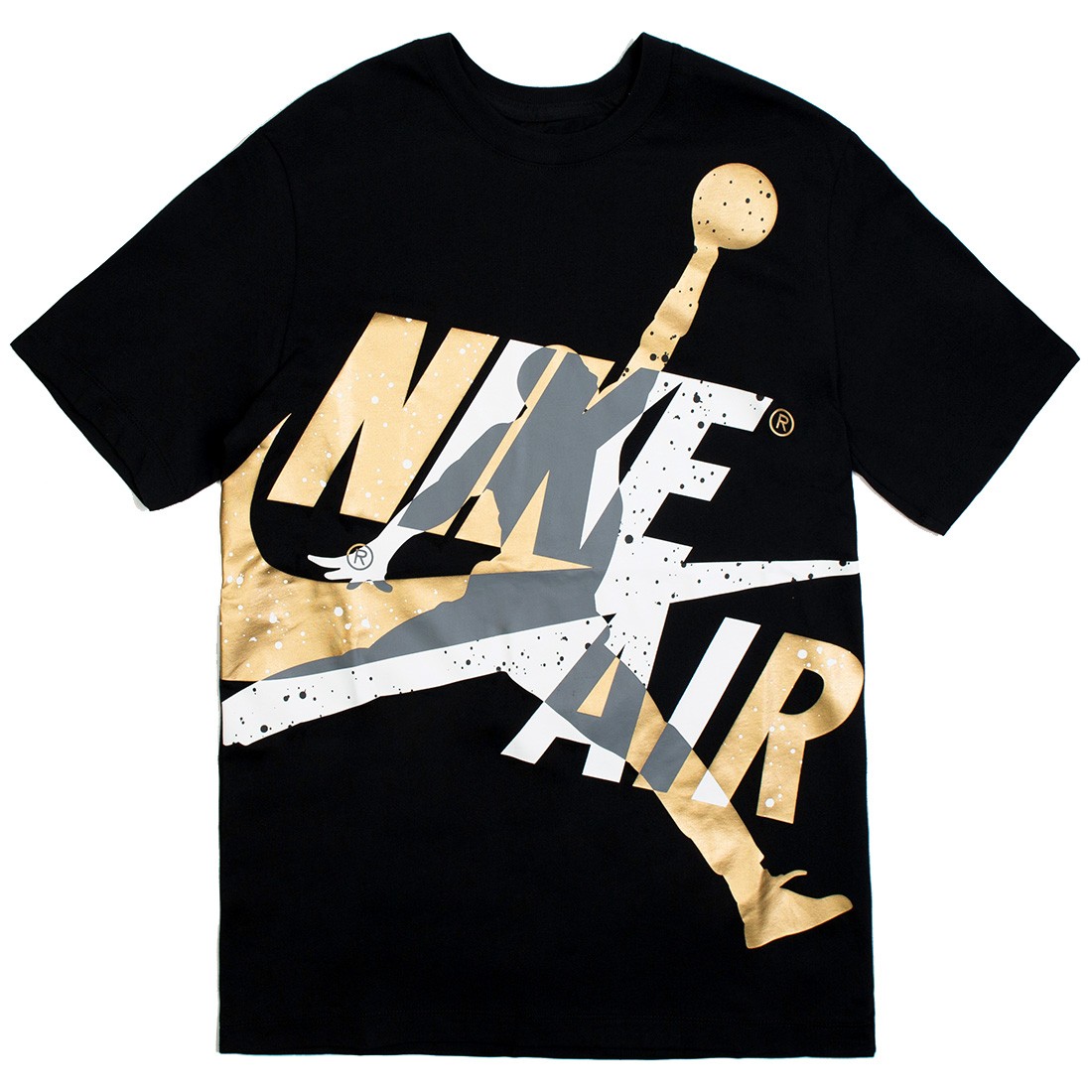 Jordan, Shirts, Jordan Short Sleeve White Tshirt With Air Jordan Gold And  Black Graphic