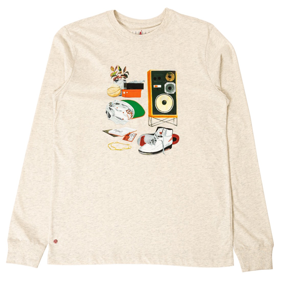 Jordan Men M J FLT ARTST LS CREW LONG SLEEVE T-SHIRT (oatmeal heather /  white)