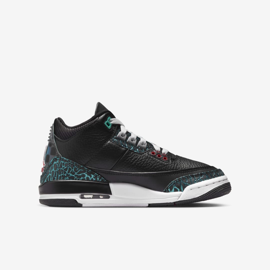 AIR jordan UNITE 3 Black Big Kids (GS) (black / siren red-hyper jade-white)