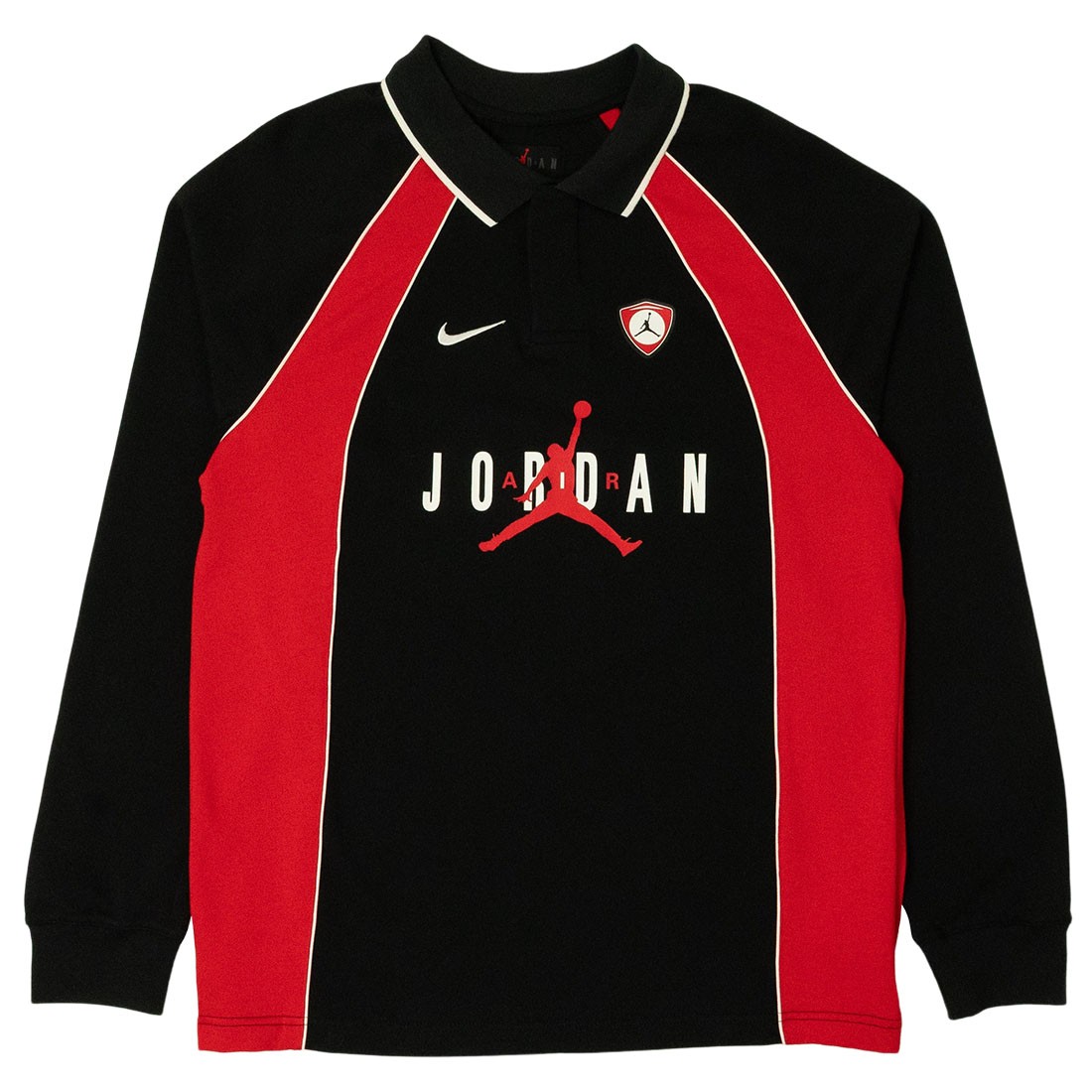 Jordan Men Flight Long Sleeve Polo (black / university red / university red)