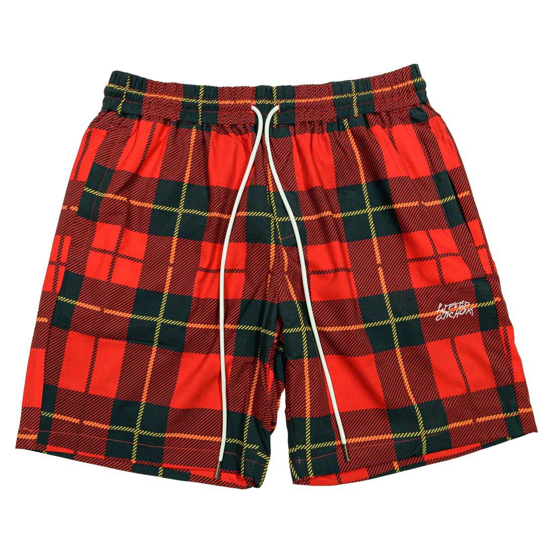 Lifted Anchors Men Ocean Plaid Shorts red