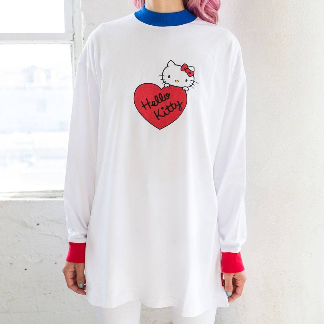 Lazy Oaf X Hello Kitty Women Long Sleeve Split Tee (White)