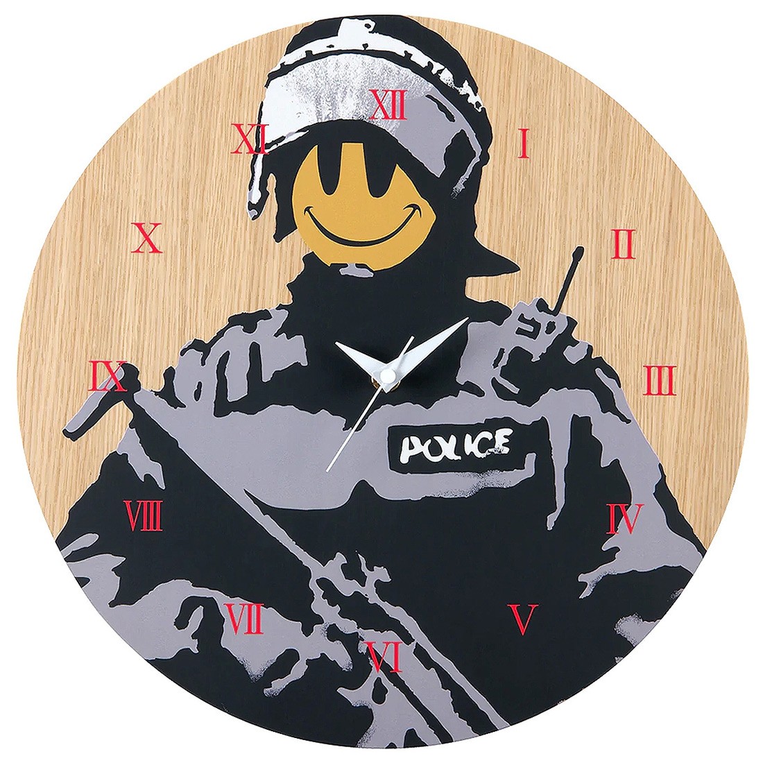 Medicom x Karimoku x SYNC Brandalism Riot Cop Wall Clock (tan)