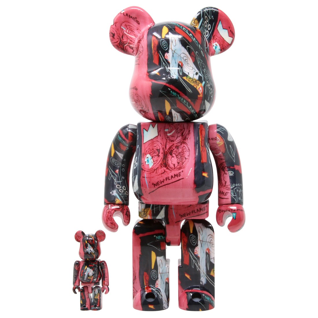 Medicom Andy Warhol x Jean-Michel Basquiat #1 100% 400% Bearbrick Figure  Set (red)