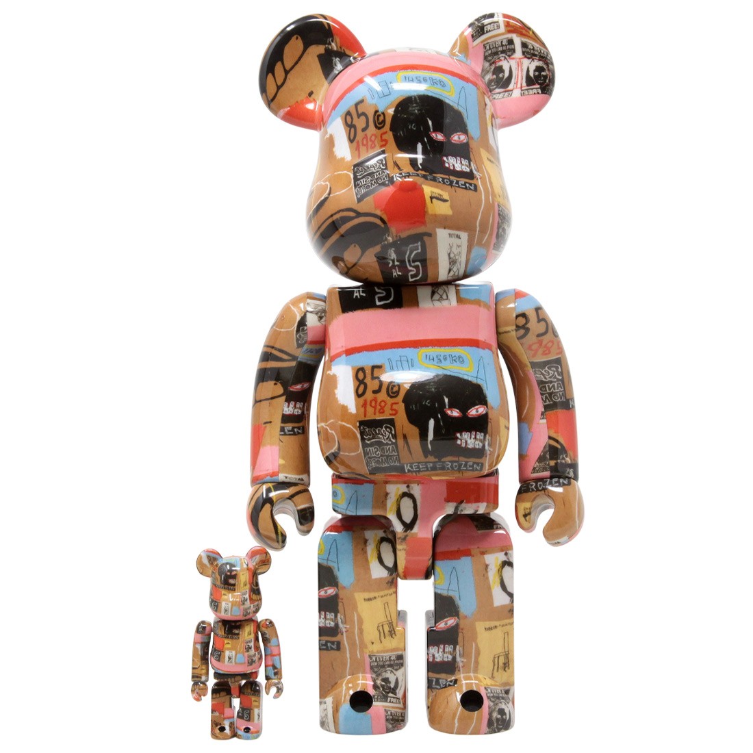 Medicom Andy Warhol x Jean-Michel Basquiat #2 100% 400% Bearbrick Figure Set  brown