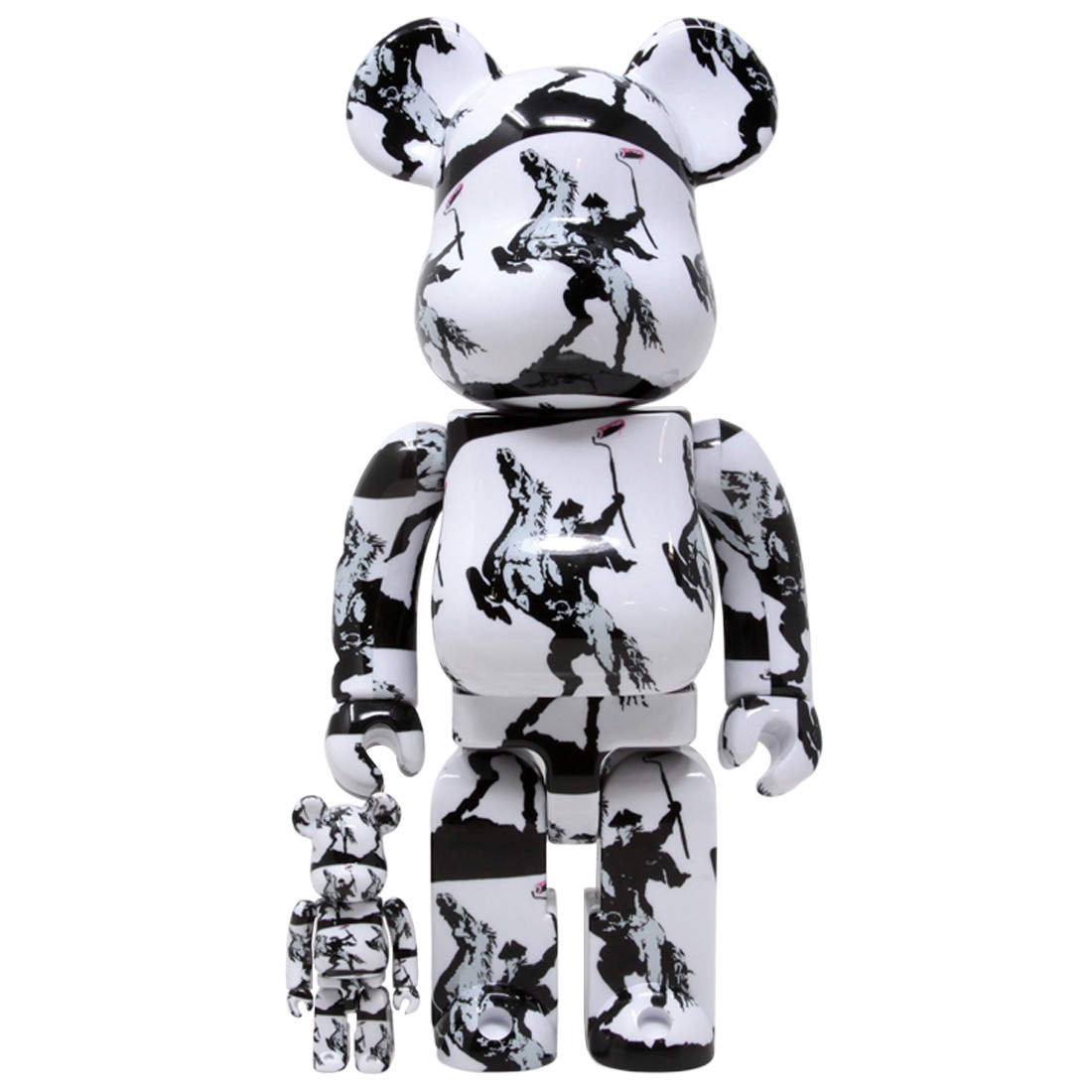 Medicom Brandalism Highwayman 100% 400% Bearbrick Figure Set (white)