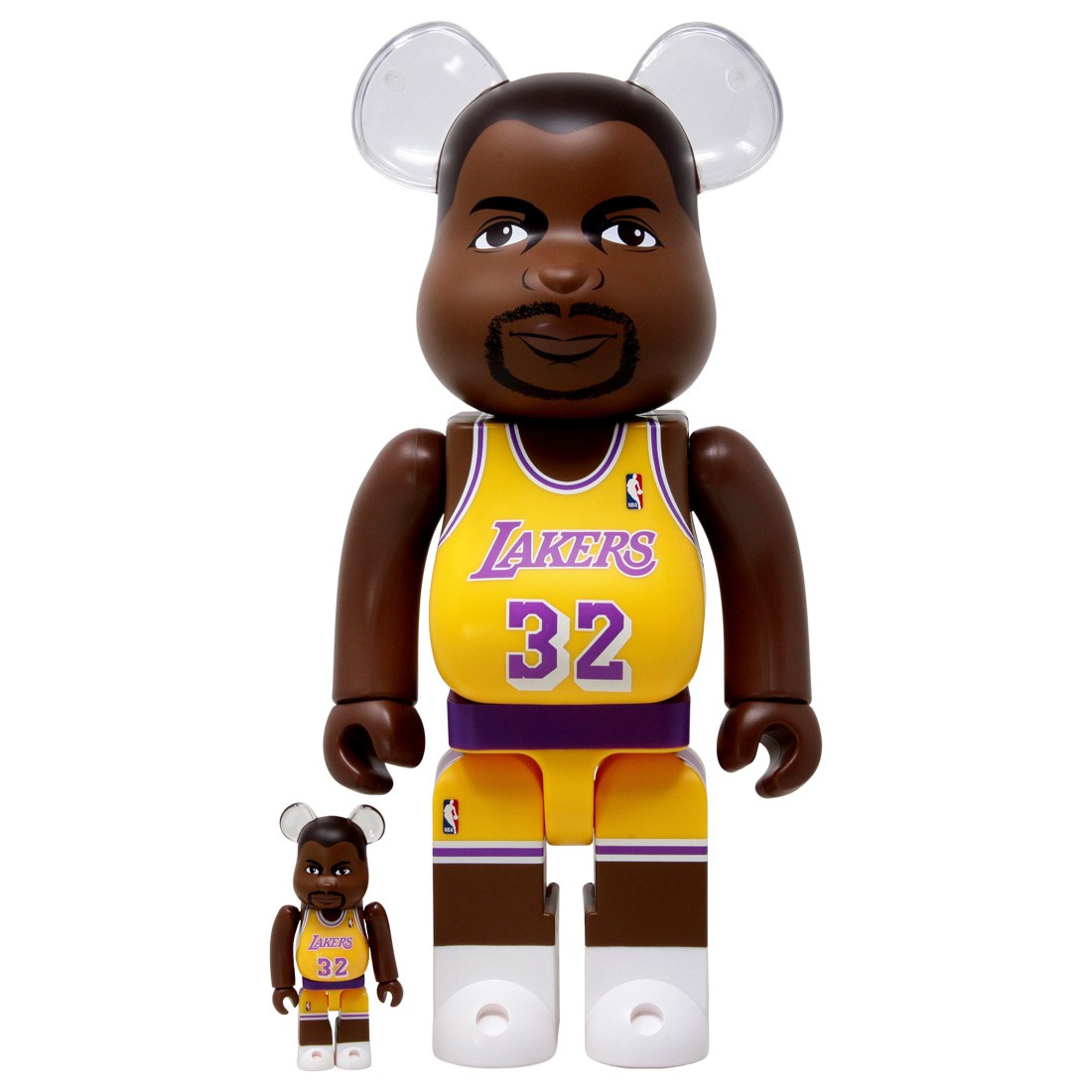 Medicom NBA Los Angeles Lakers Magic Johnson 100% 400% Bearbrick Figure Set  yellow