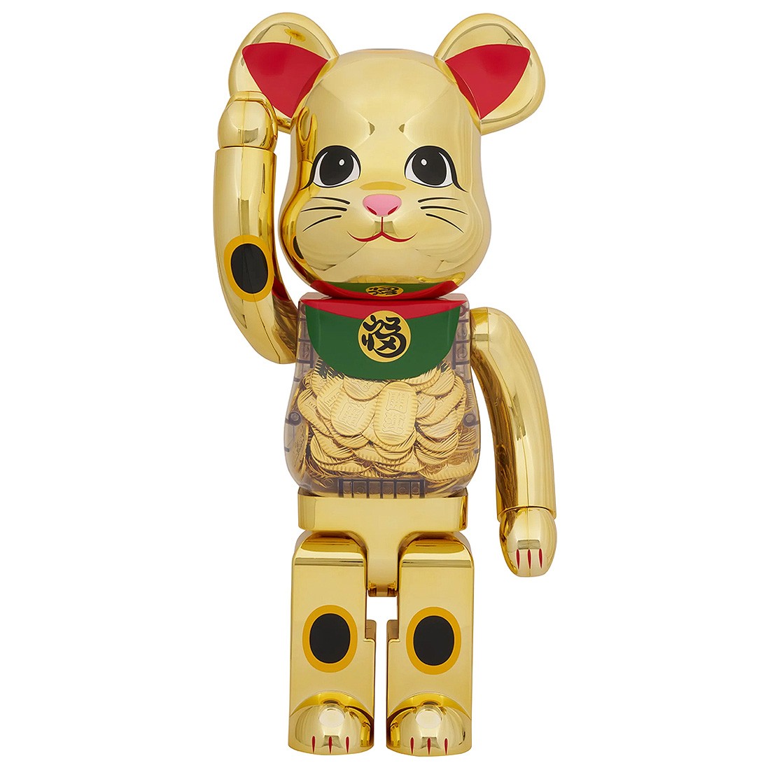 Medicom Bearbrick Maneki Neko Koban Good Luck 2nd Gold Plated 1000% Figure (gold)