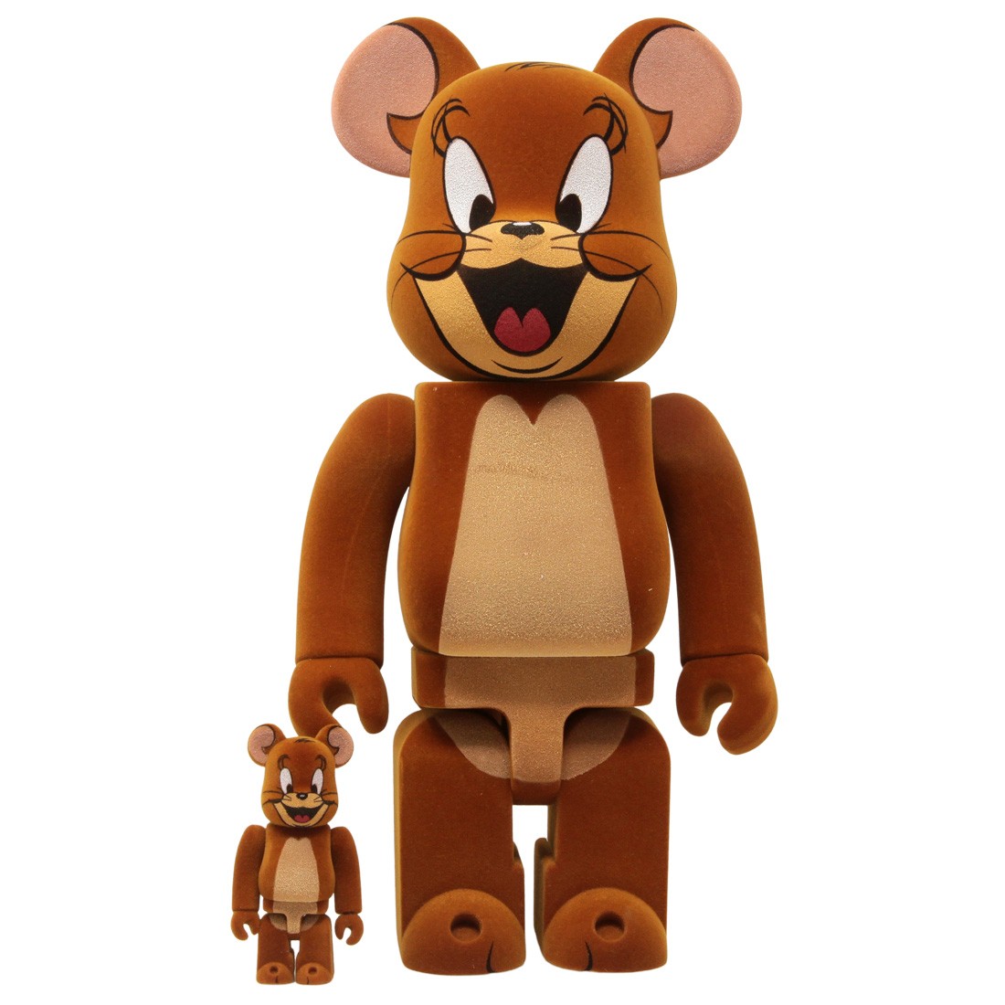 Medicom Tom and Jerry - Jerry Flocky 100% 400% Bearbrick Figure Set (brown)