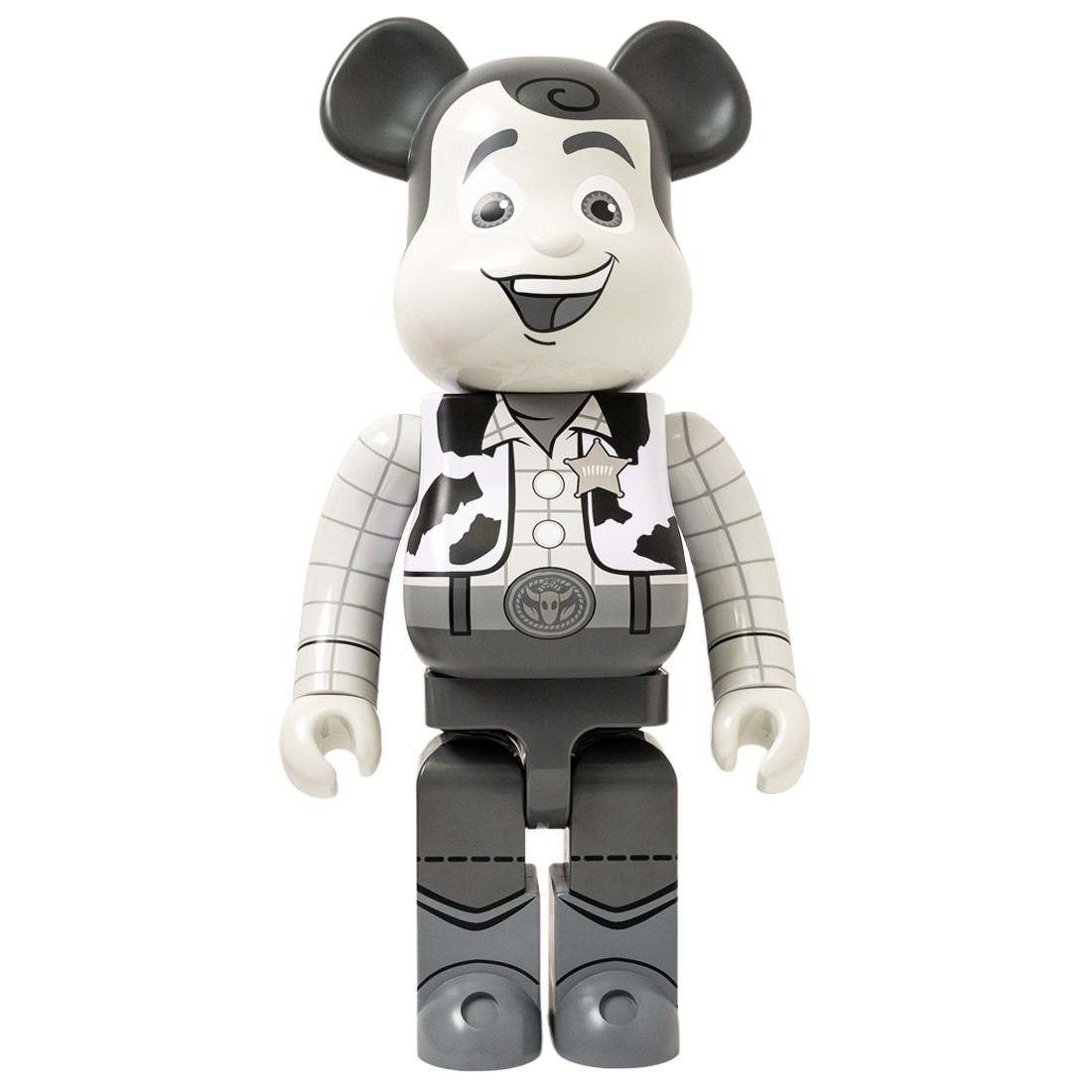 Medicom Toy Story Woody Black And White 1000% Bearbrick Figure gray