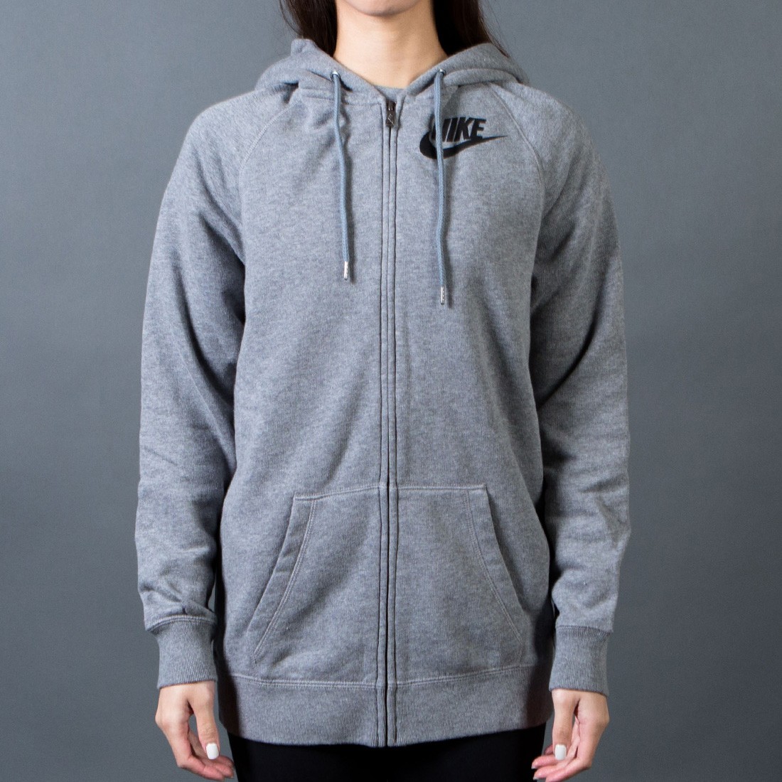 Nike Women Rally Zip Hoodie (grey / carbon heather cool grey black)