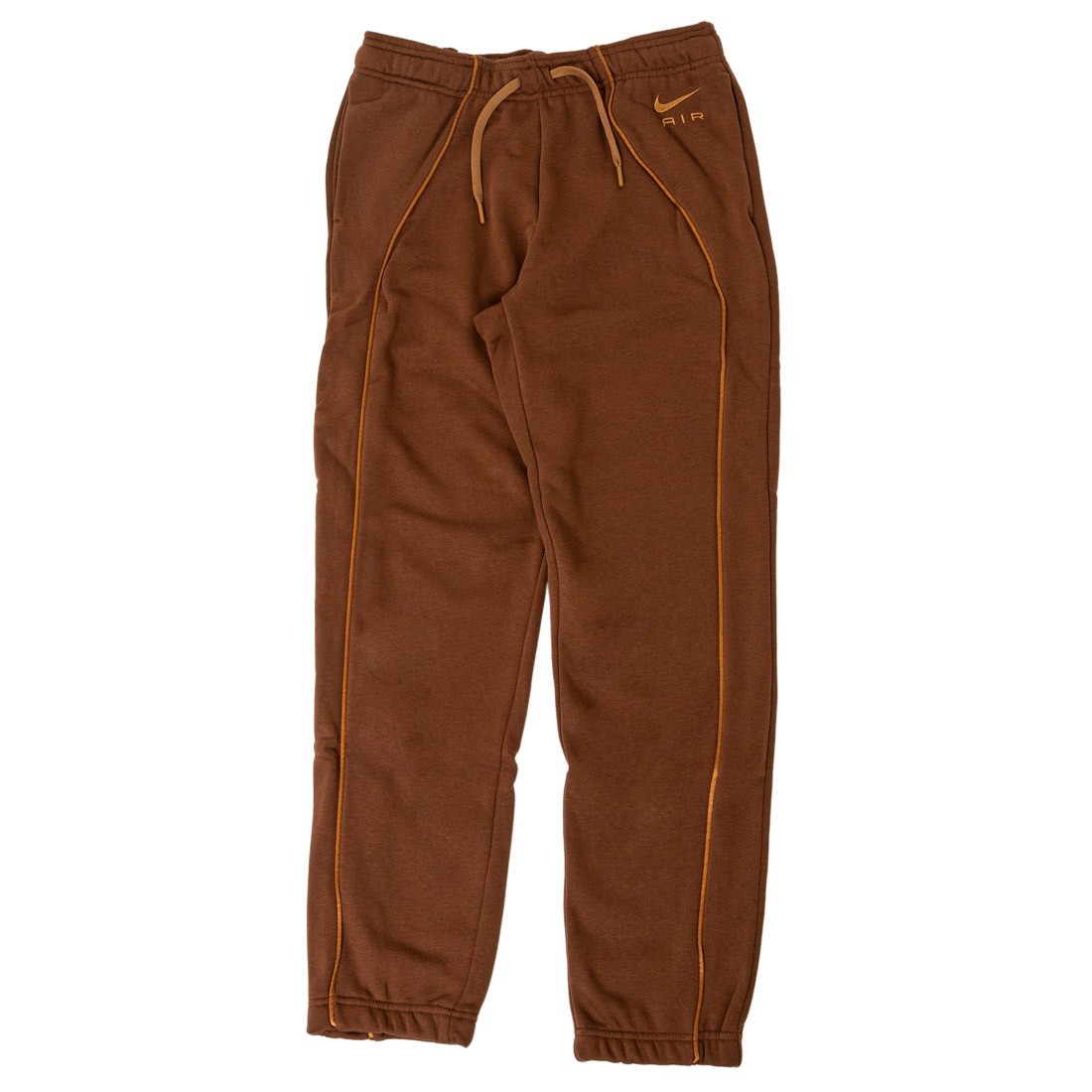 nike women air mid rise fleece joggers pants cacao wow ale brown