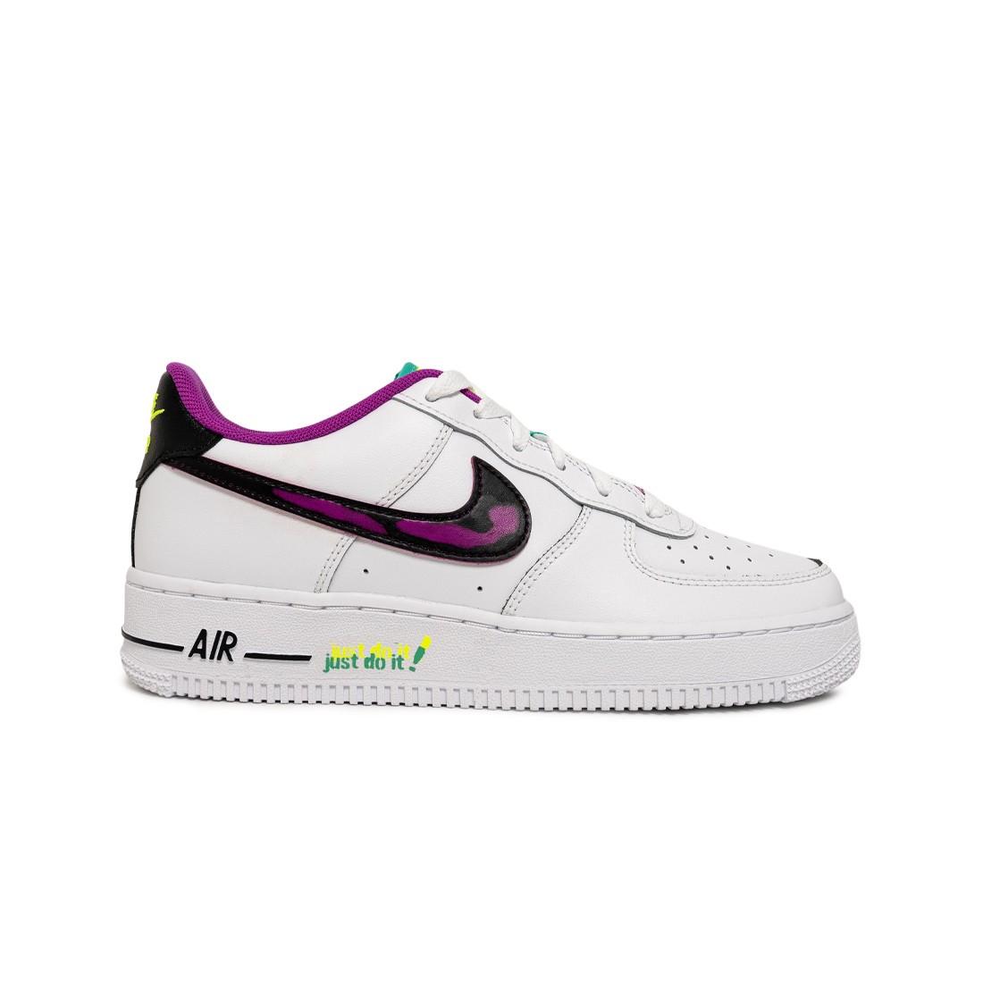 Nike Big Kids Air Force 1 Lv8 (white / black-vivid purple-light menta)