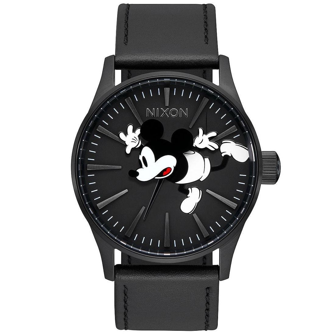 Nixon x Disney Sentry Leather Watch - Mickey Fall (black / all black)
