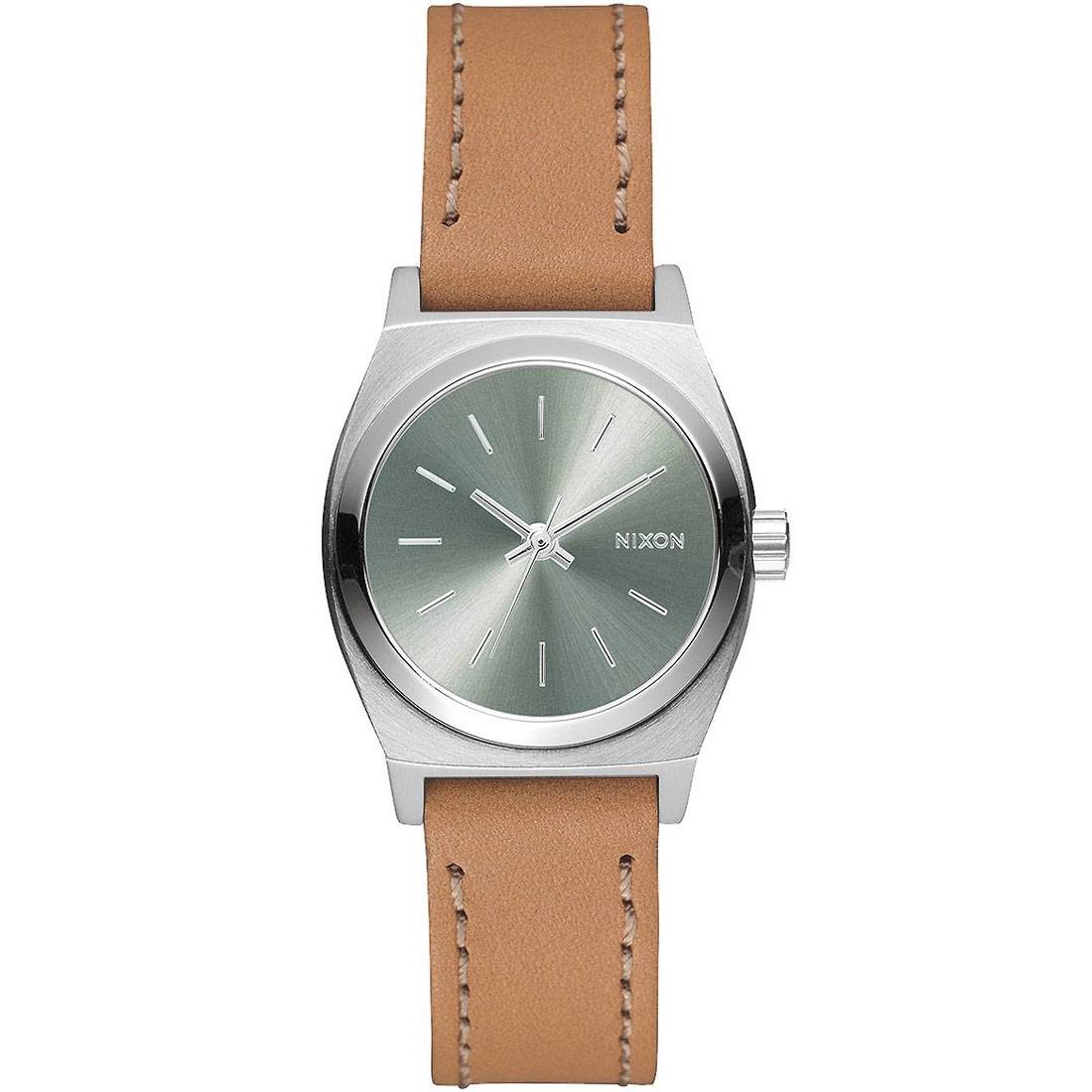 Nixon Small Time Teller Leather Watch (brown / saddle)