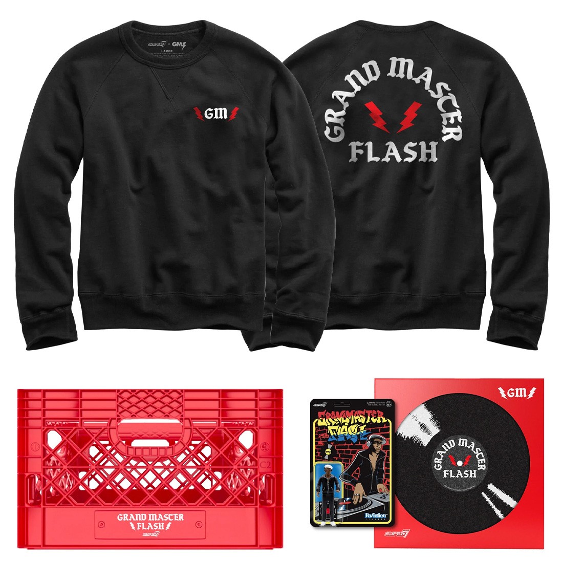 Super7 x Grandmaster Flash Men Crewneck Crate and Toy Kit (red / multi / black)