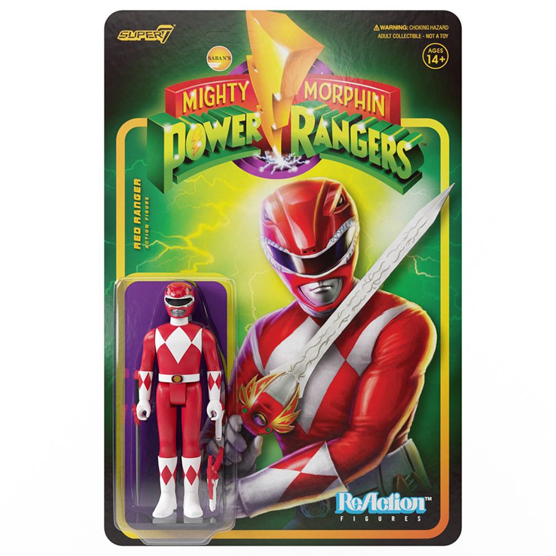 Super7 Mighty Morphin Power Rangers Red Ranger Reaction Figure red