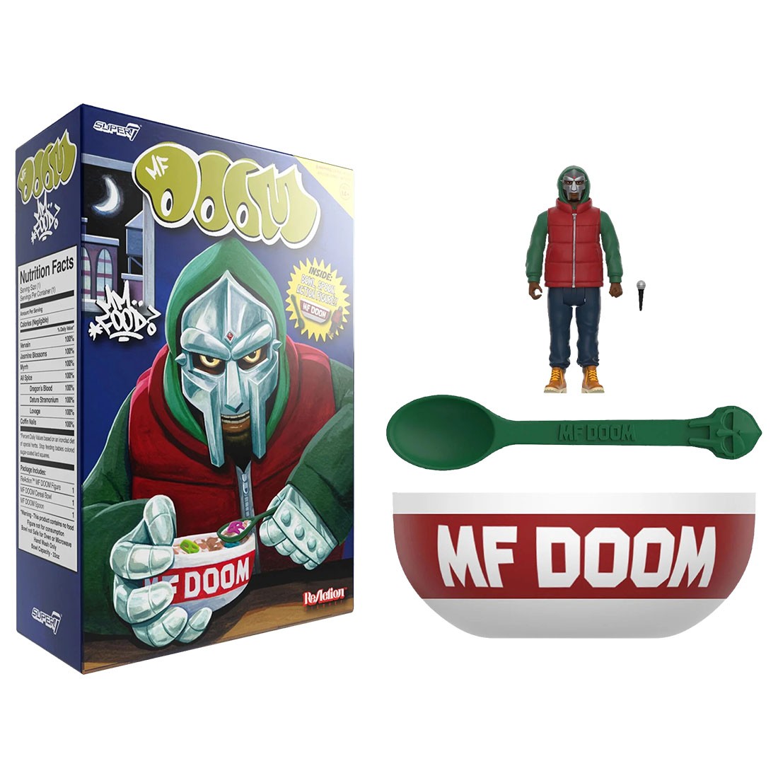 Super 7 Mf Doom Wave 2 ReAction Figure - Mf Doom Mm Food (red / green)