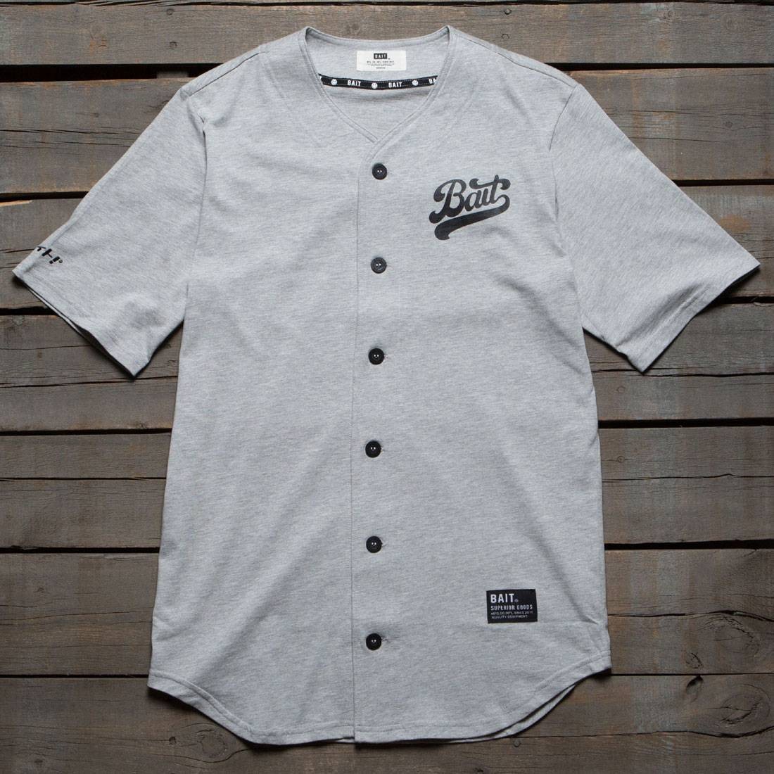 BAIT Men Script Logo Baseball Jersey Shirt (black)