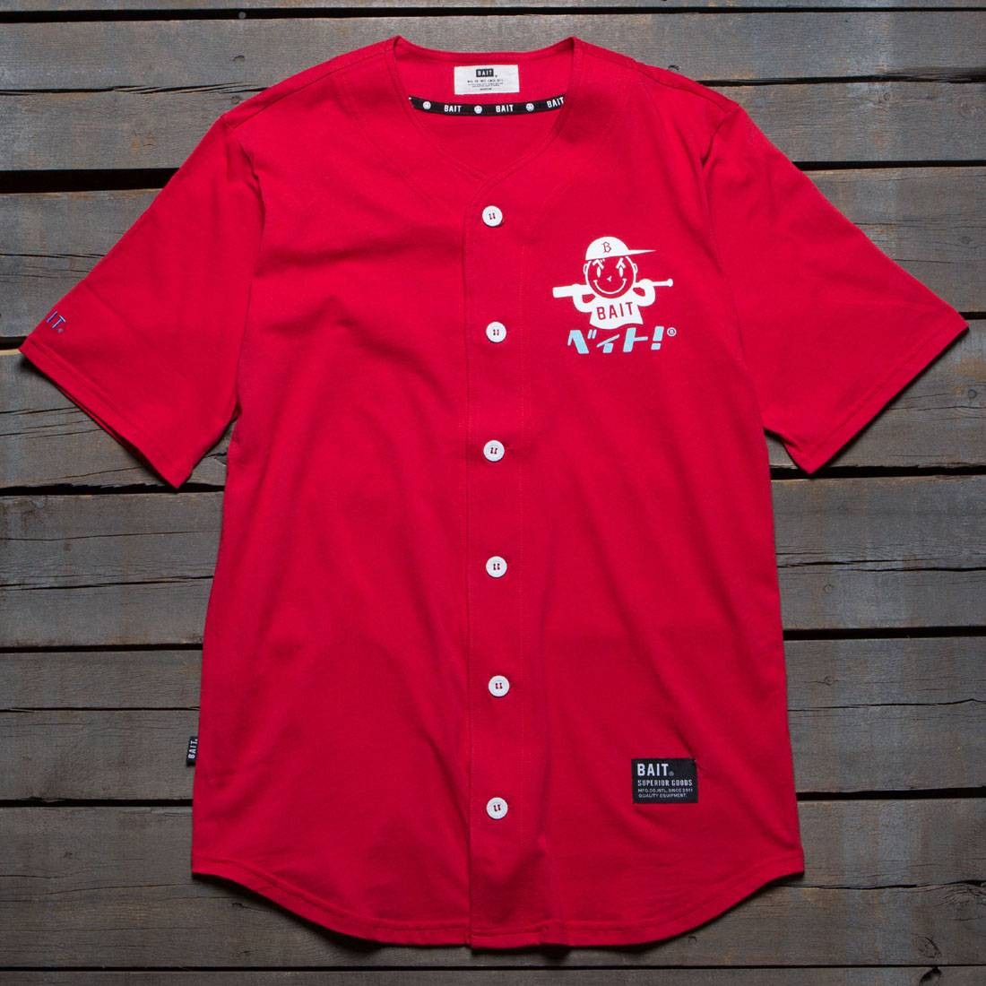 BAIT Men Nippon Logo Baseball Jersey Shirt (red)