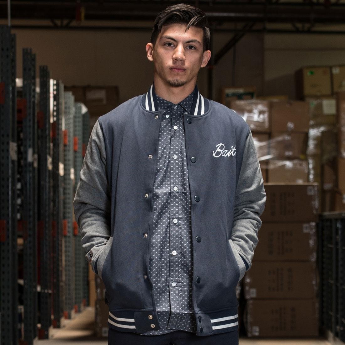 BAIT Basics Baseball Jacket (navy / grey)