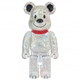 Medicom Lights Style Swarovski Crystal Decorate Snoopy 400% Bearbrick Figure (gray)