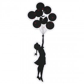 Medicom x Karimoku x SYNC Brandalism Flying Balloons Girl 2nd Made Wall Clock (black)
