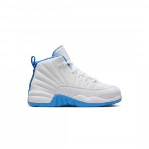 Jordan Little Kids 12 Retro (white / university blue-metallic silver)