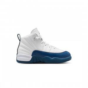 Jordan Little Kids 12 Retro (white / french blue-metallic silver)