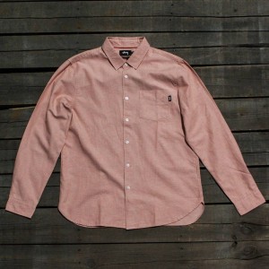 Stussy Men Classic Linen Long Sleeve Shirt (pink)