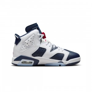 Air Jordan 6 Retro Big Kids (white / varsity red-midnight navy)