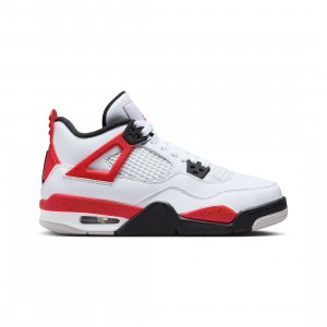 Air Jordan 4 Retro Big Kids (white / fire red-black-neutral grey)