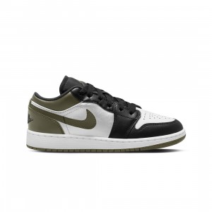 Air Jordan 1 Low Big Kids (black / white-medium olive)