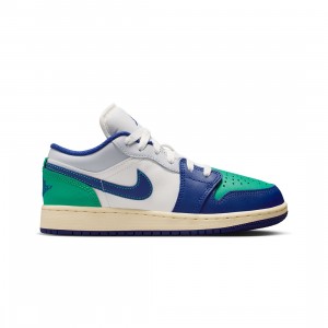 Air Jordan 1 Low Big Kids (sail / deep royal blue-stadium green)