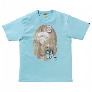 A Bathing Ape Men Social Distance Big Ape Head Tee (blue / sax)