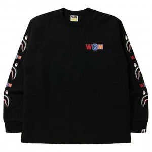 A Bathing Ape Men WGM Shark RLX Long Sleeve Tee (black)