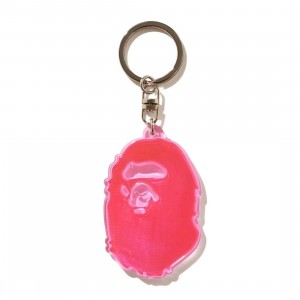 A Bathing Ape Ape Head Reflective Keychain (pink)