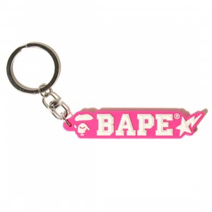 Cheap Urlfreeze Jordan Outlet x Mitchell And Ness Bape Rubber Keychain (pink)