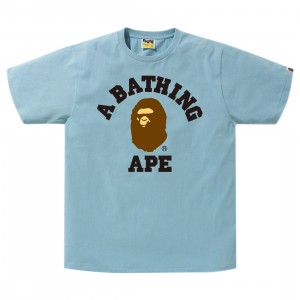 A Bathing Ape Men College Tee (blue / sax)